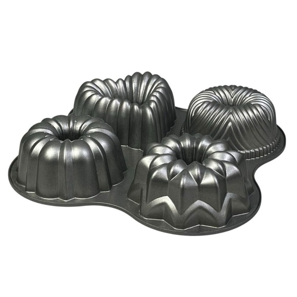 Nordic Ware Other - Nordic Ware Bundt Quartet Cake Pan 4 Mini Bundt Designs 9 Cups Heart Star Donut